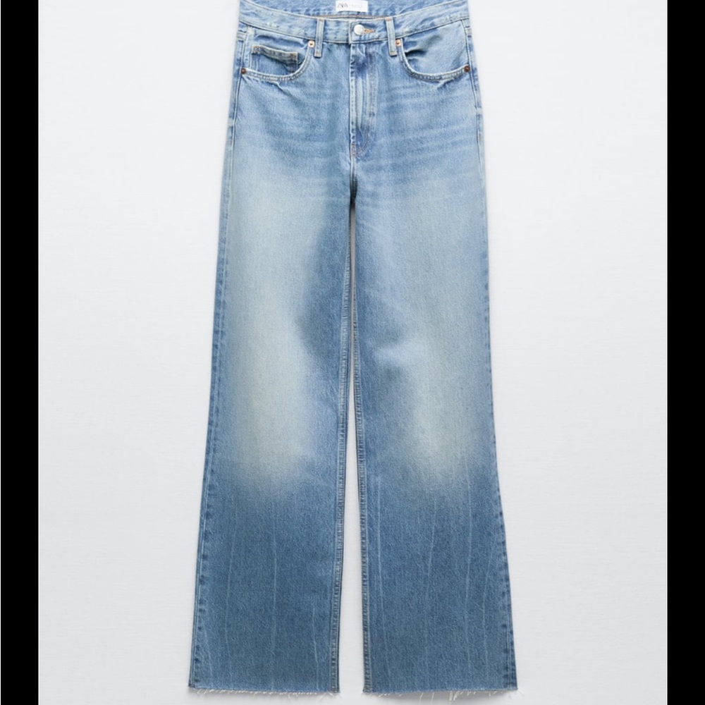 Zara TRF Wide Leg Jeans in Blue